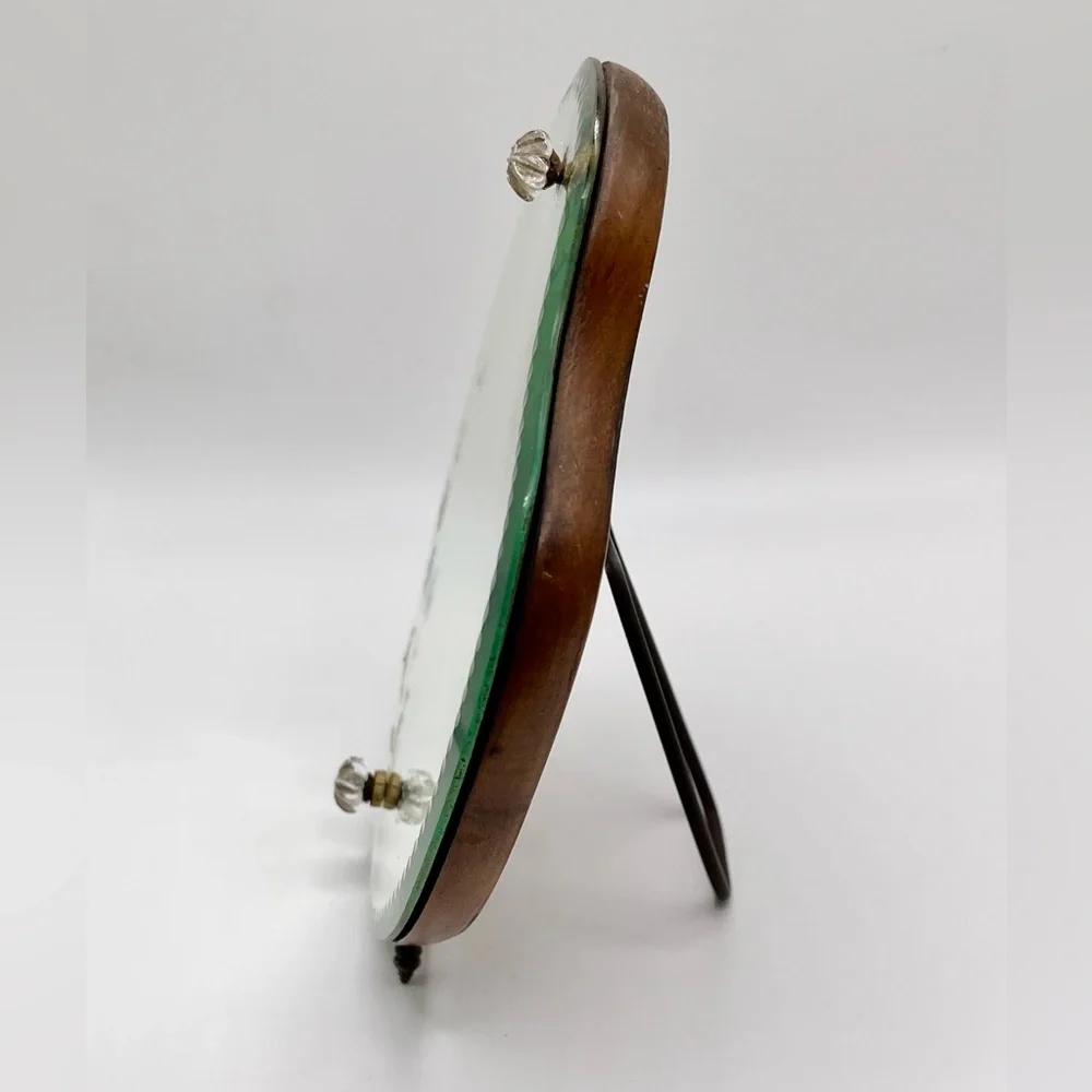 Vintage Art Deco Hand Painted Floral Beveled Mirror - Picture 7 of 10